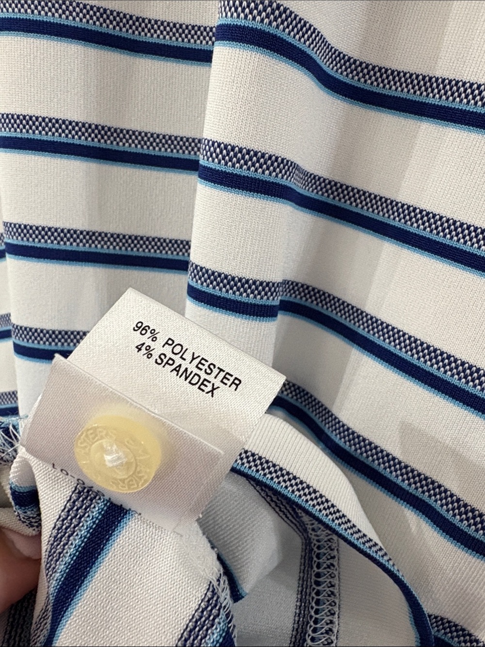 Masters Tech - Men’s White & Navy Stripe Polo Shirt - large - Picture 4 of 5